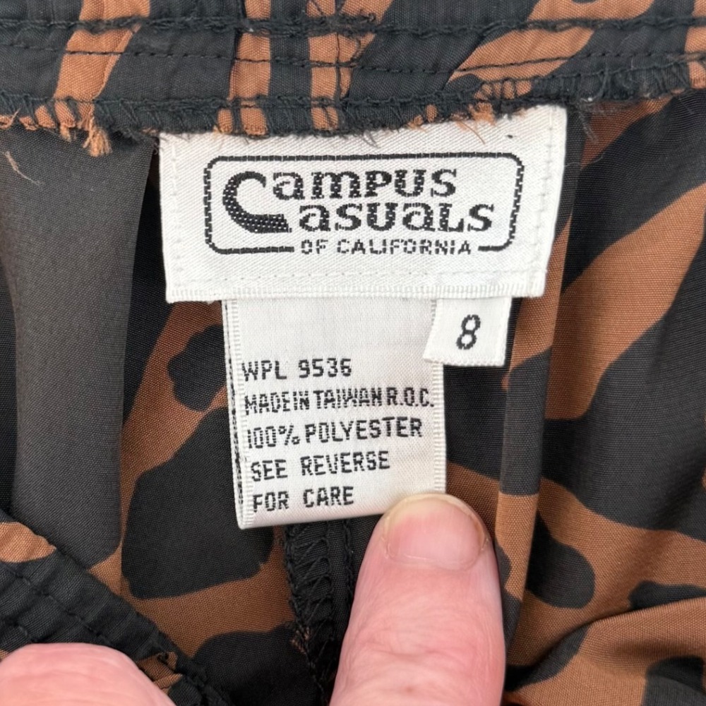 Vintage Campus Casuals Skirt Brown Black Animal Print Retro Elastic Waist Size 8 - Picture 7 of 8